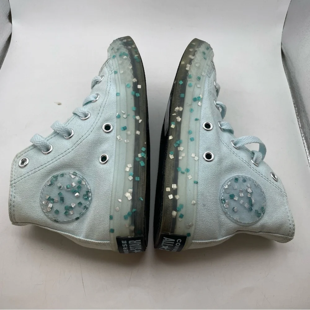 Converse All Star light blue hightop glitter sneakers size 12C